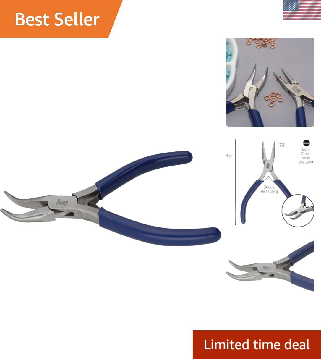 Durable Heavy-Duty Bent Needle Nose Pliers – Essential for Jewelry Repair
