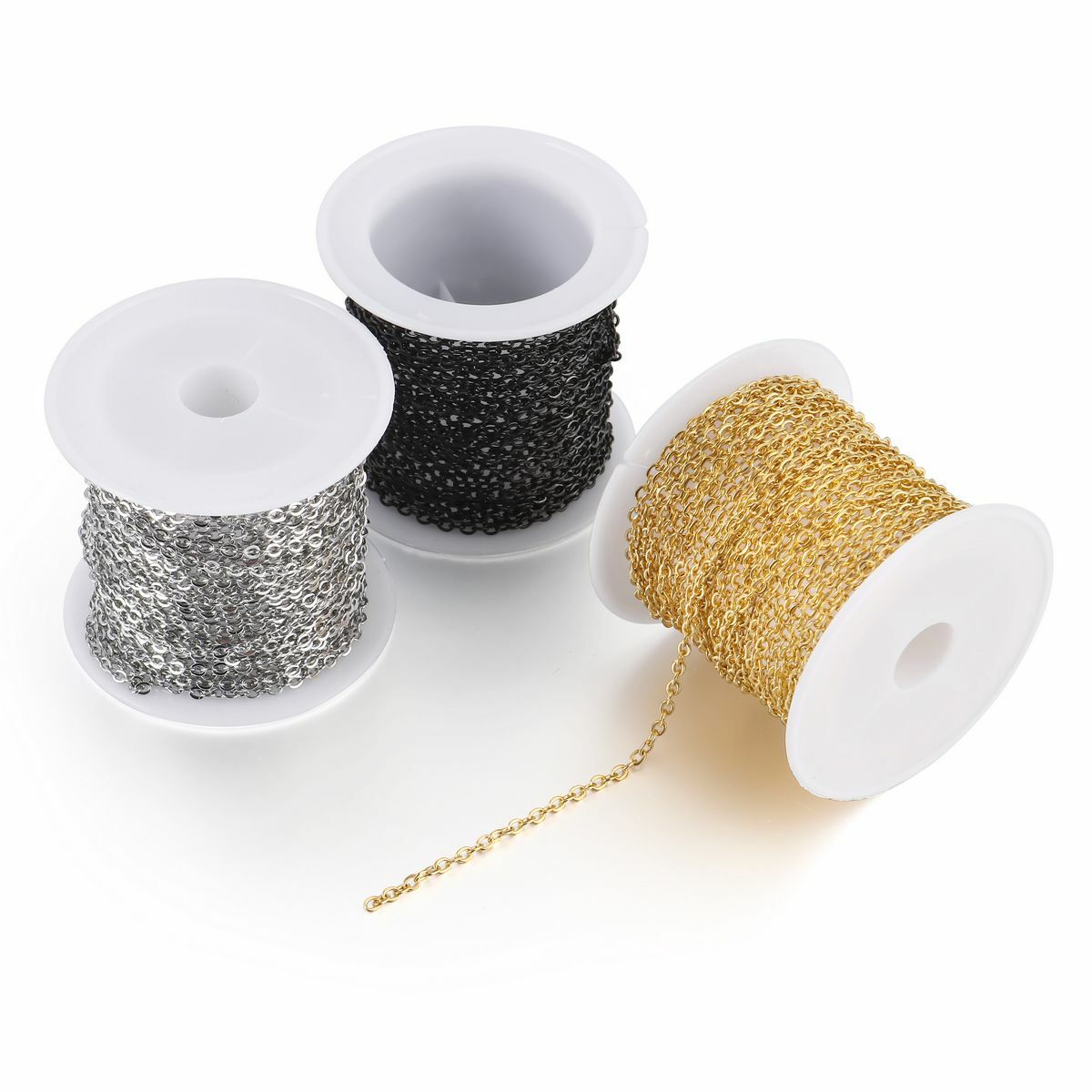 5m Bulk Stainless Steel Cable Chain Link for DIY Necklace Jewelry Making 3 Color