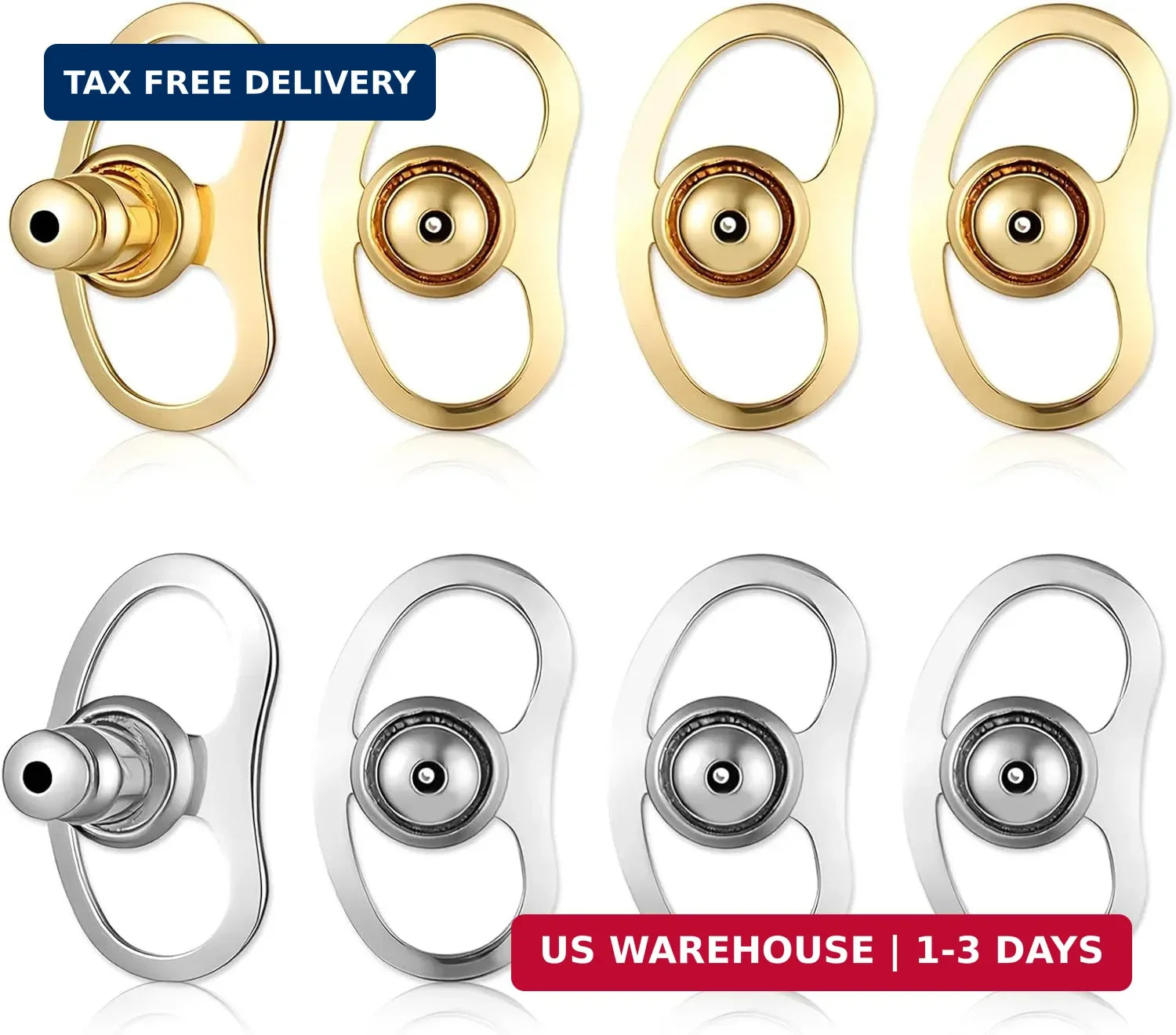 8PCS Earring Lifters Backs for Droopy Ears, Large Earring Backs Replacements …