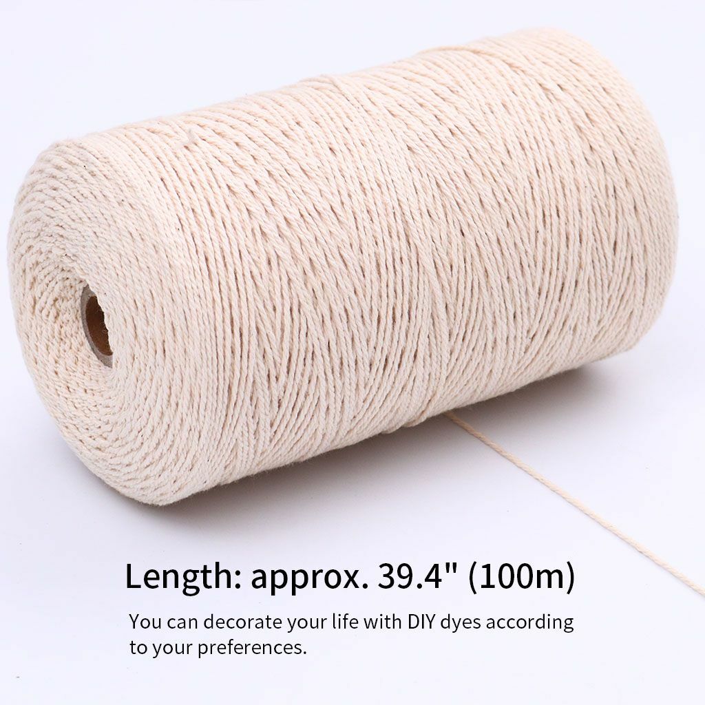 100M DIY Faux Beige 2/3/4mm Twisted Cord Rope Artisan Macrame String