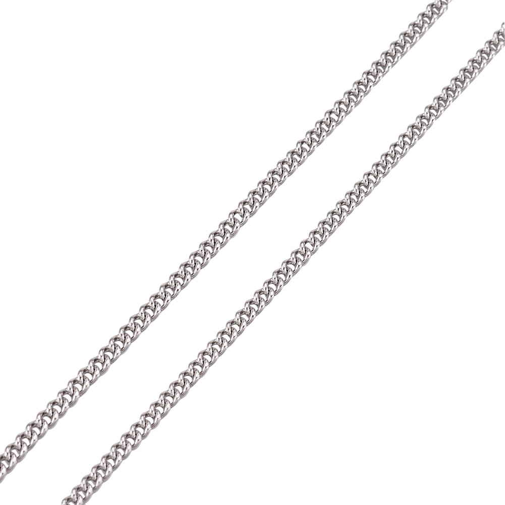 1 Roll Stainless Steel Curb Chains with Spool Unwelded Steel Color 2.4×1.9×0.5mm