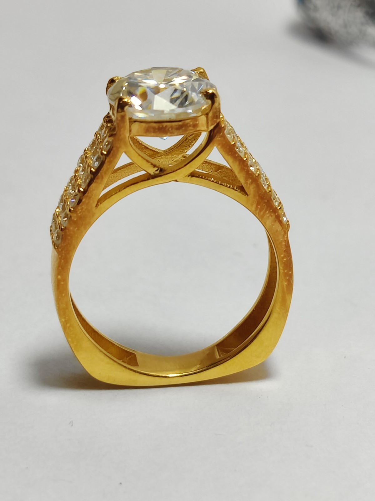2ct 8mm Moissanite Engagement Ring 925 Sterling Silver 14K Gold Plated Wedding .