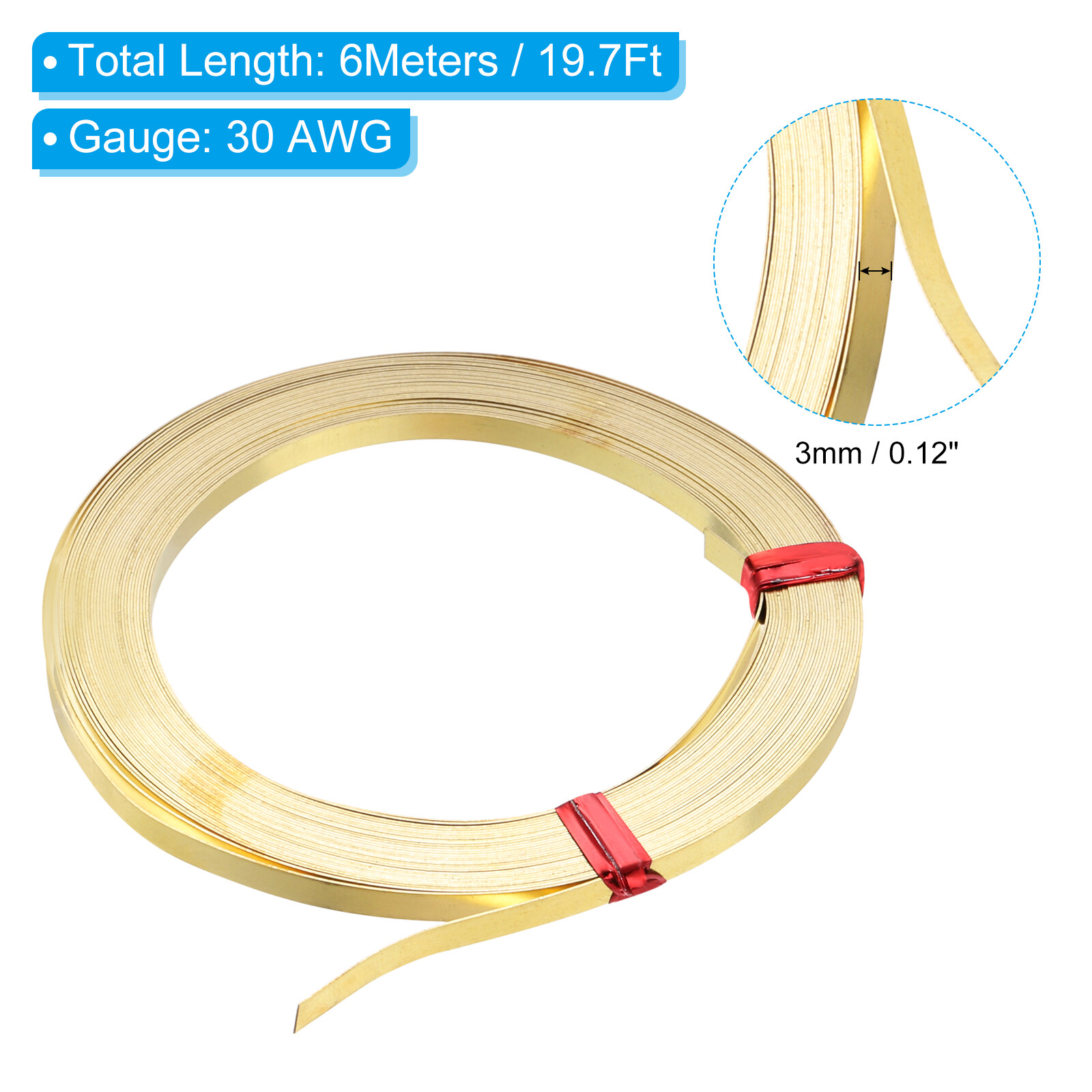 19.7″ Brass Square Wire 3mm Wide Bendable Beading Wire 30 Gauge Flat Bezel Wire