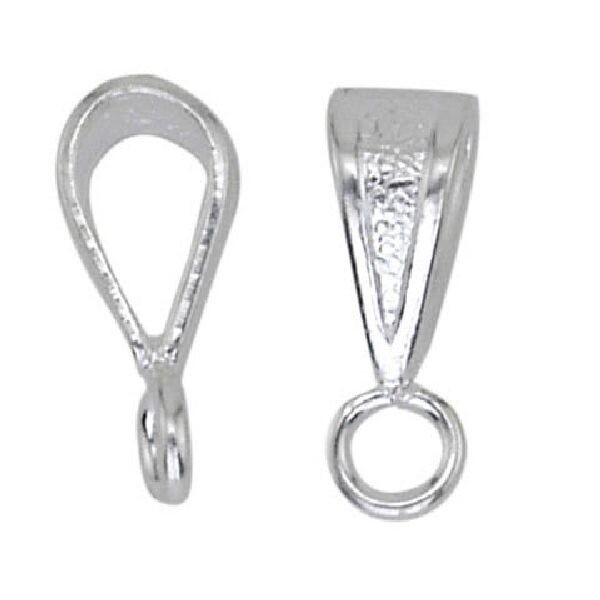Bail, 10 Beadalon Silver Plated Brass 10mm Textured Fancy Pendant Slide On Bails