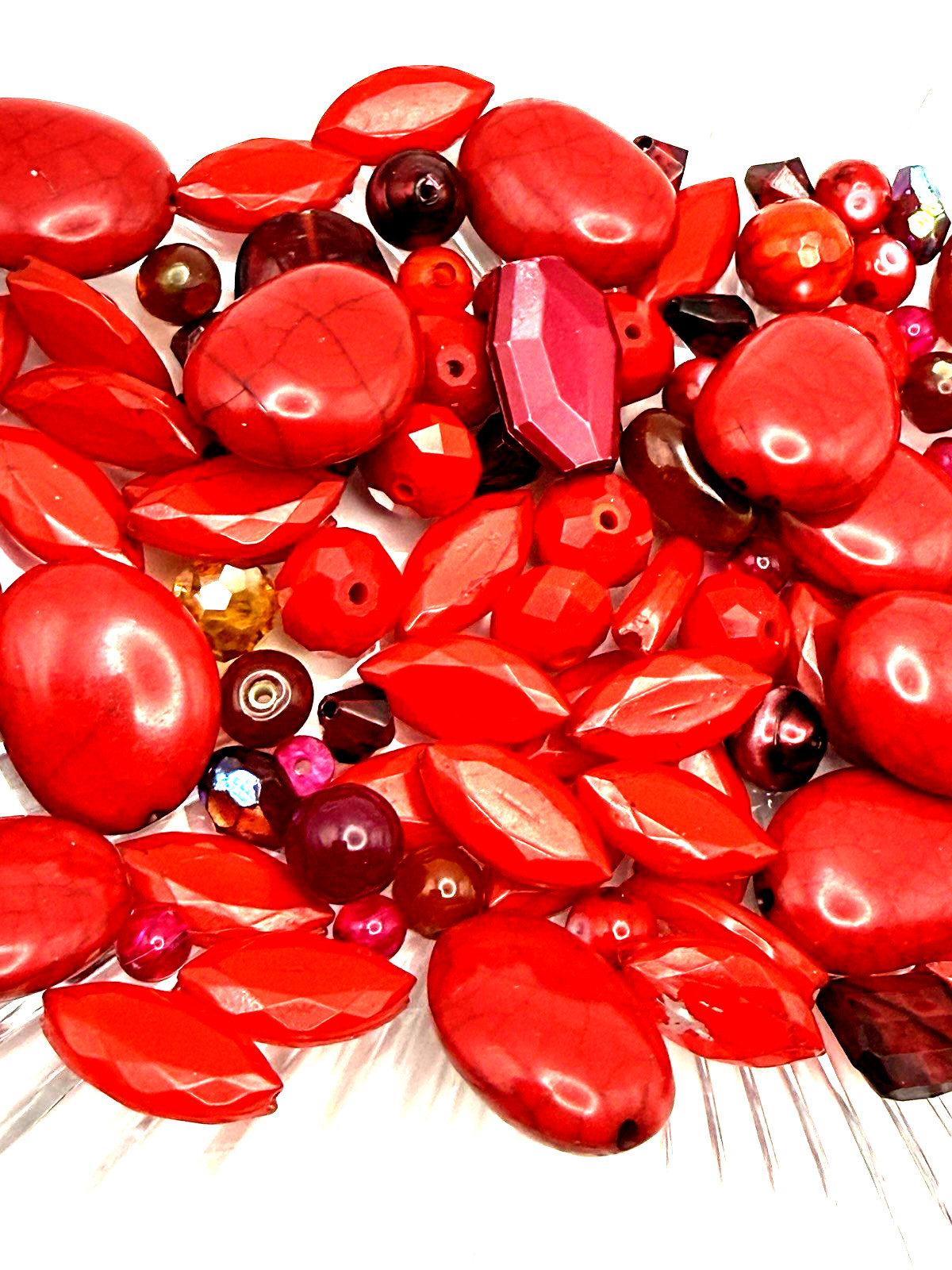 6.1 oz. Vintage Modern RED Bead Soup Mixed Loose Bead Harvest Lot Faux Jasper