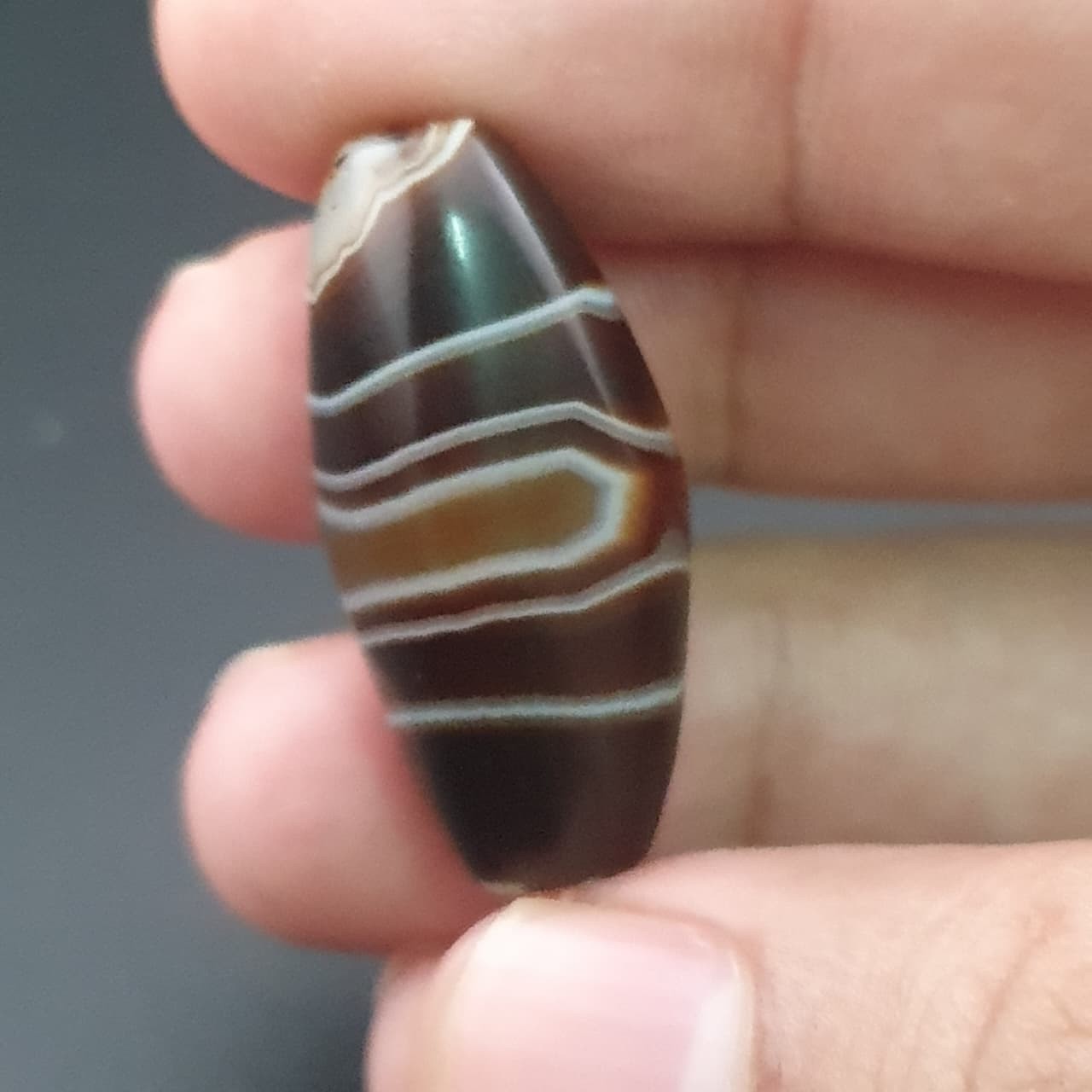 Antique Middle Eastern Natural Eye Agate Bead Amulet 31mm | Protective Talisman