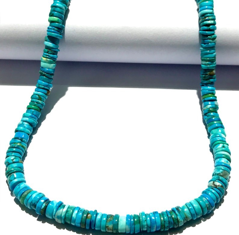 Turquoise Gemstone Beads Arizona Turquoise Smooth Flat Rondelle Beads Tyre Beads