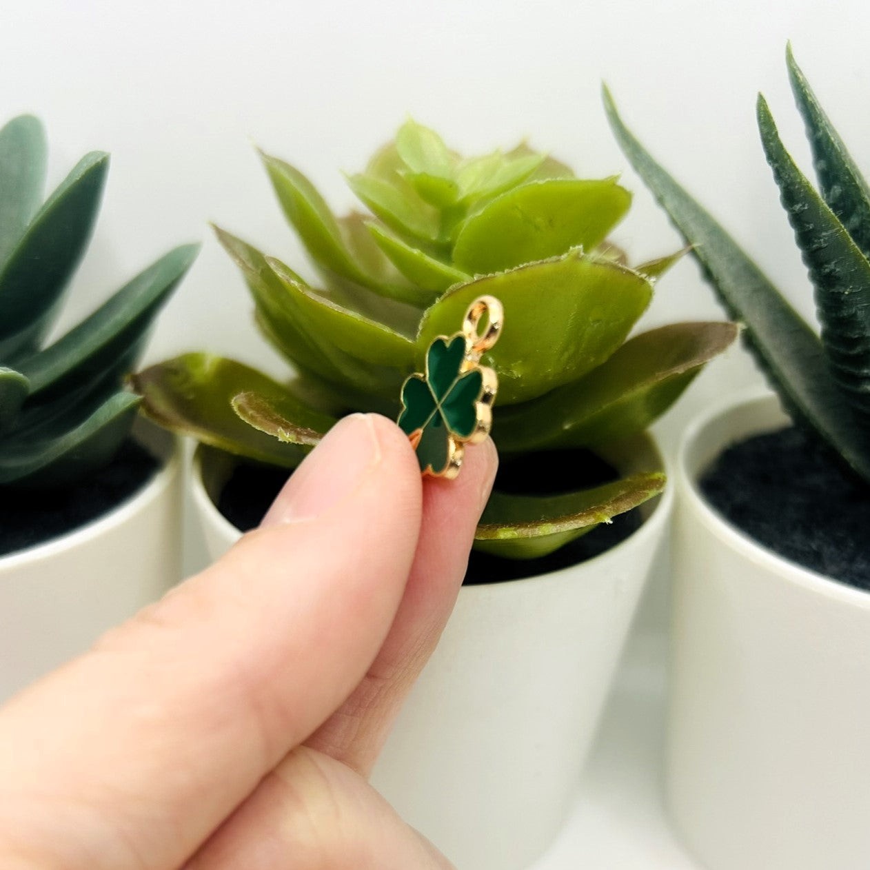 Dark Green Clover Charms, 19x12mm – US Seller
