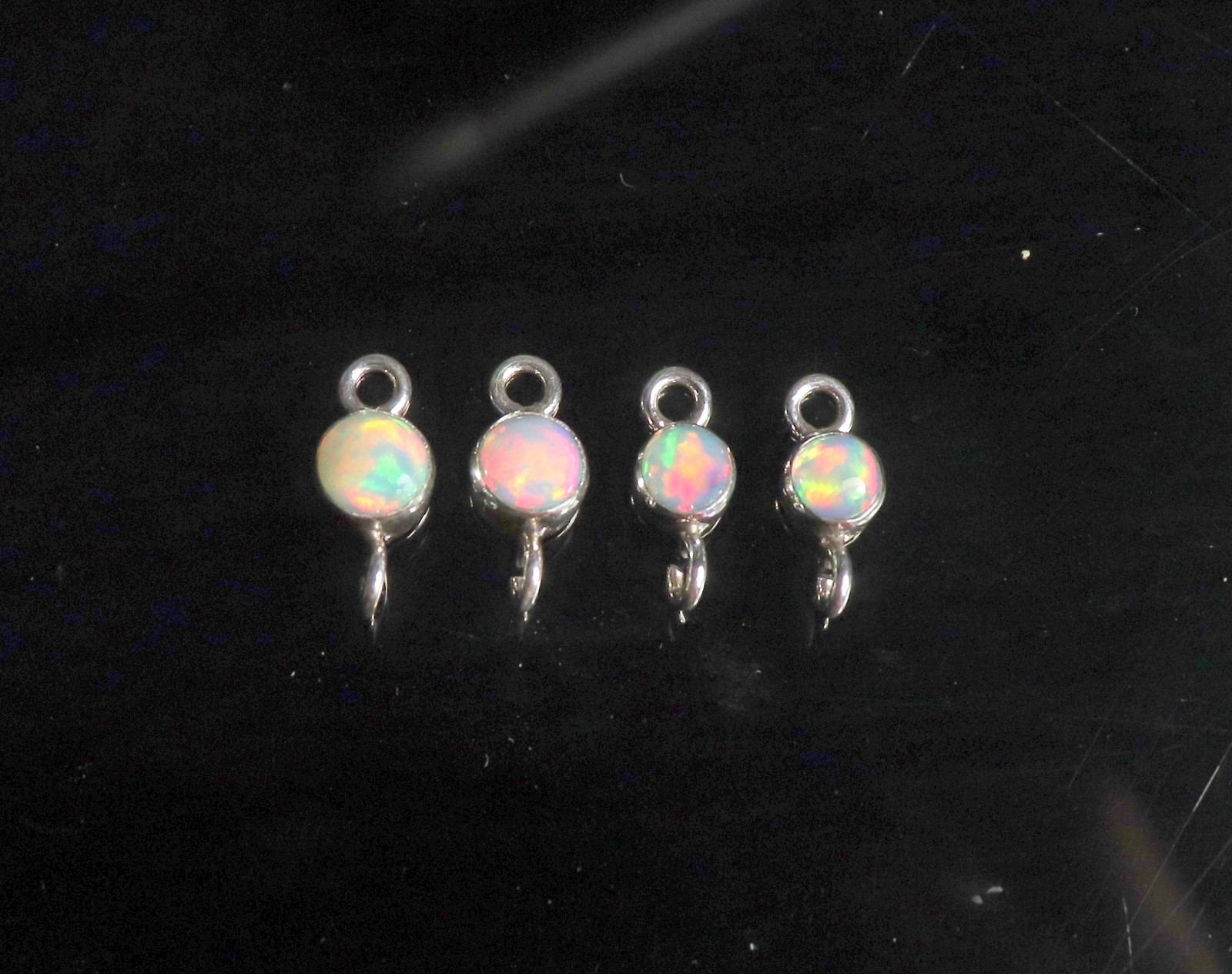 sterling silver fire opal connector for bracelet making jewelry links with opal