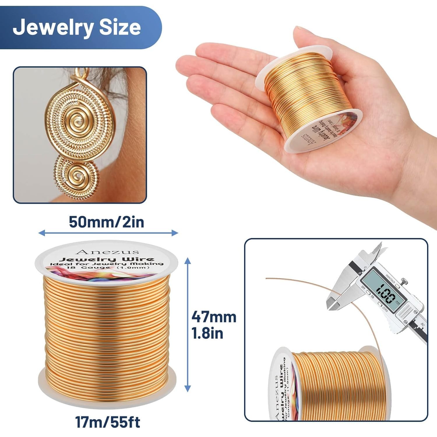 18 Gauge Jewelry Wire for Jewelry Making, Tarnish Resistant Copper Beading Wi…