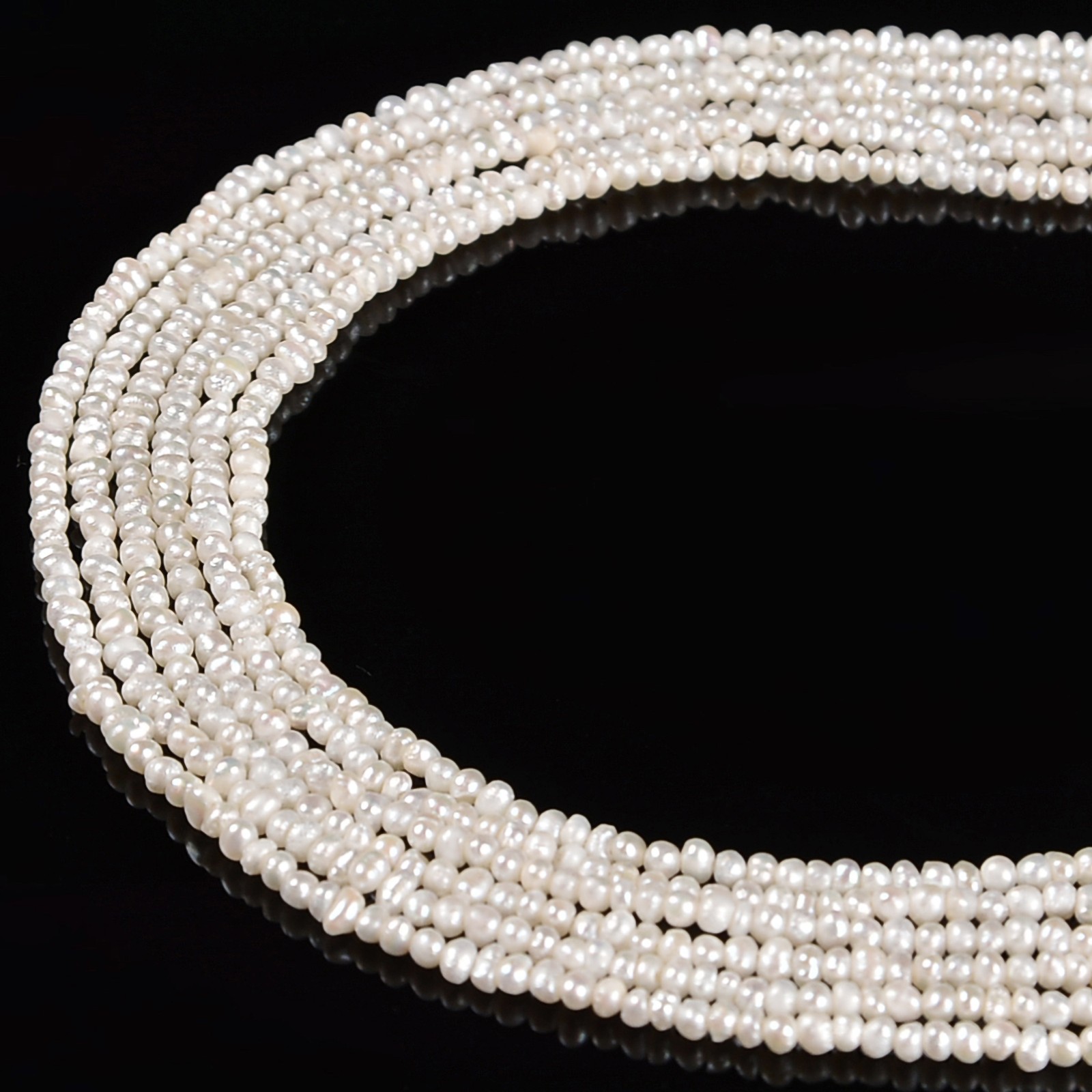 Tiny Fresh Water Pearl Potato Shape Beads Size 2-2.5mm 2.5-3mm 14” Strand