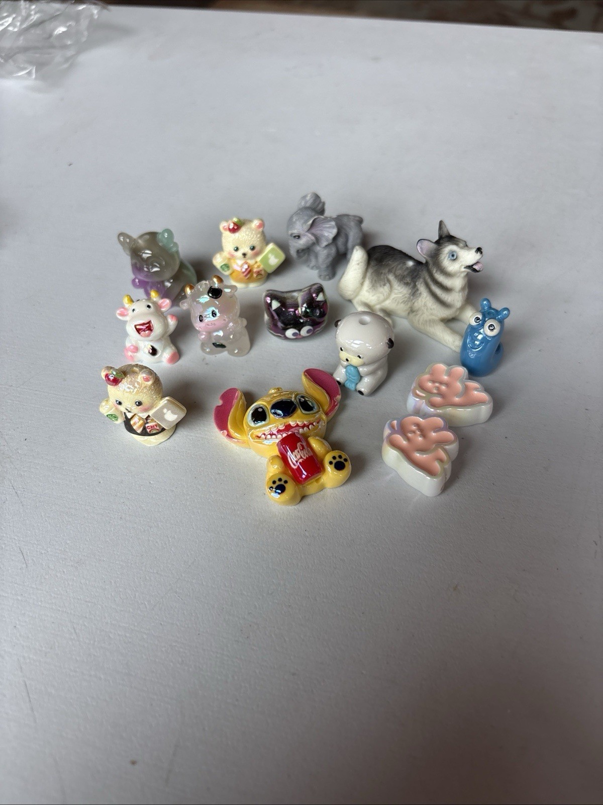 Mixed Lot Of 13 Beadable Acrylic Animal Beads