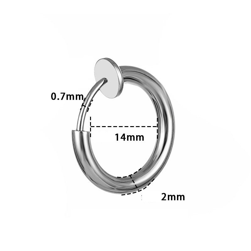 2Pairs Stainless Steel No Piercing Fake Earring Hoop Clip On Hoop SSF57