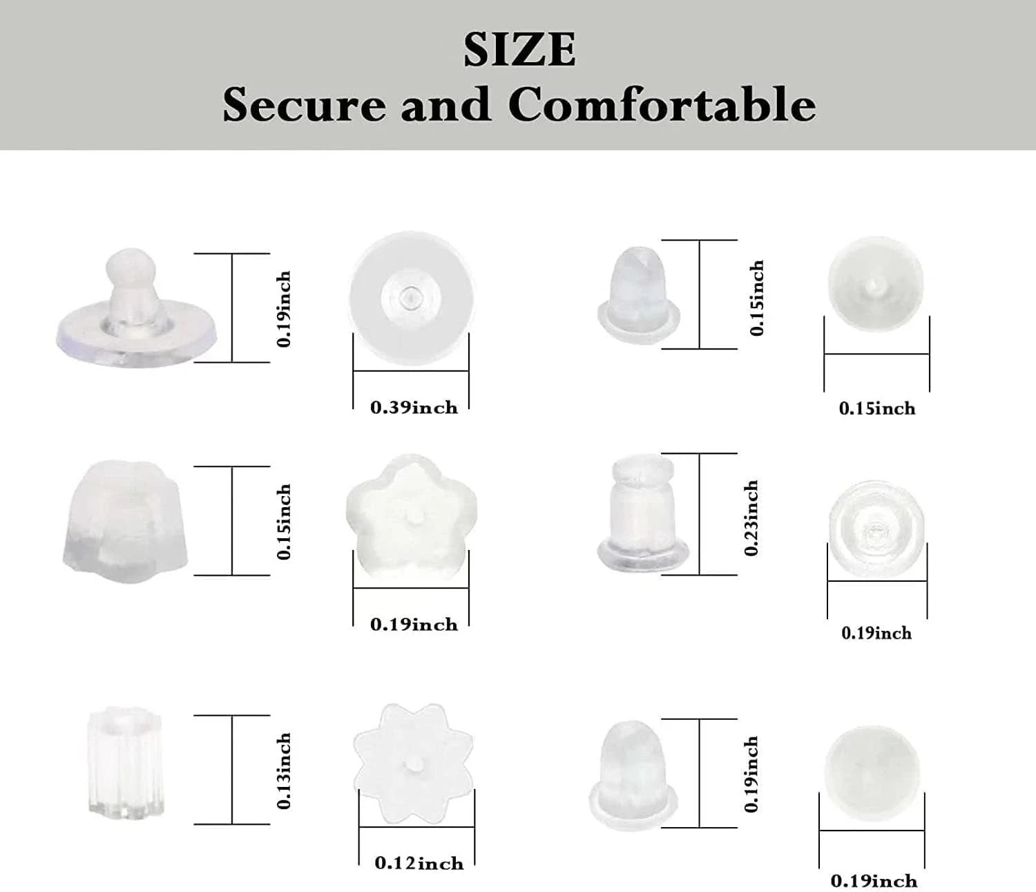6 Styles Silicone Earring Backs for Studs 600 Pcs Clear Soft Earring Backings