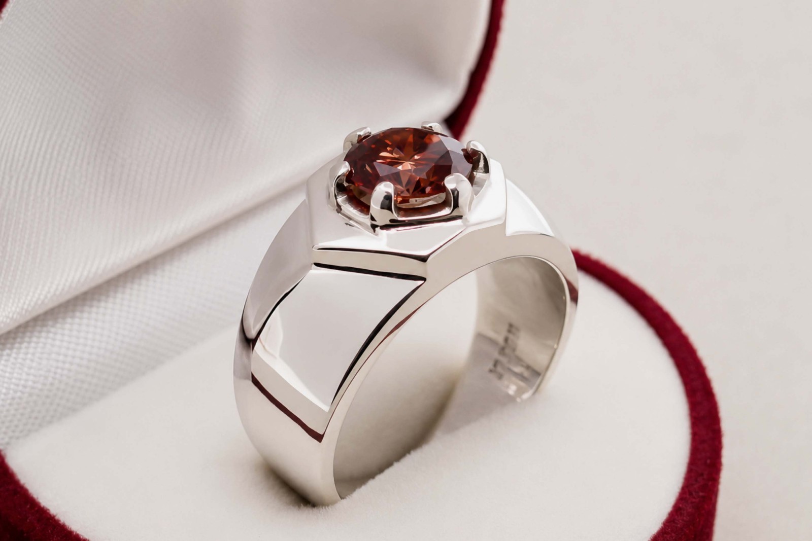 2 Carat Diamond Cut Red Fire Moissanite Sterling Silver 925 Handmade Star Ring