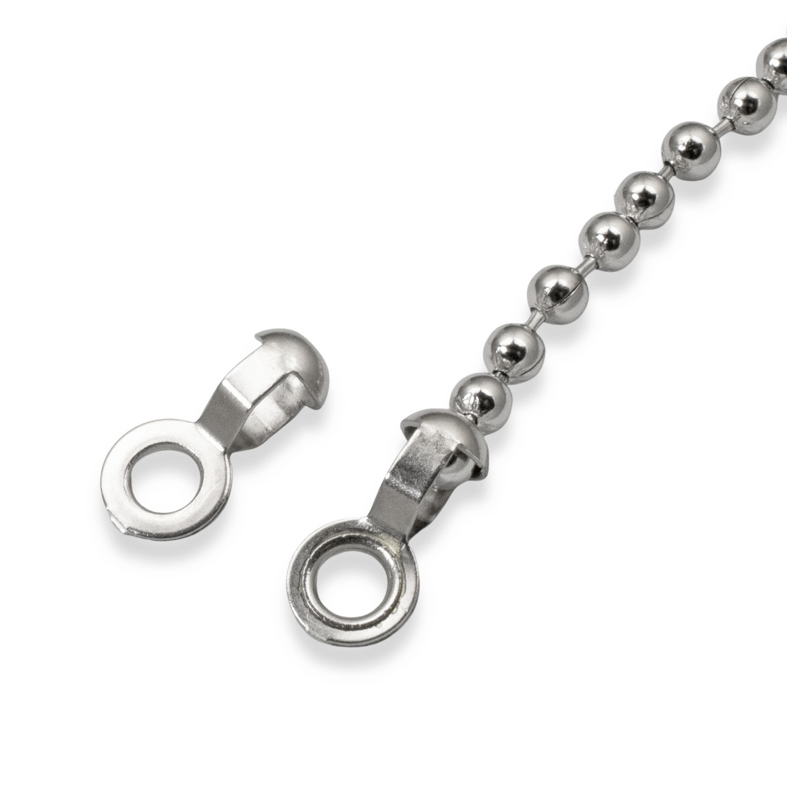 10 Nickel Plated Brass #6 Ball Chain Loop Connectors, Silver “A” Coupling