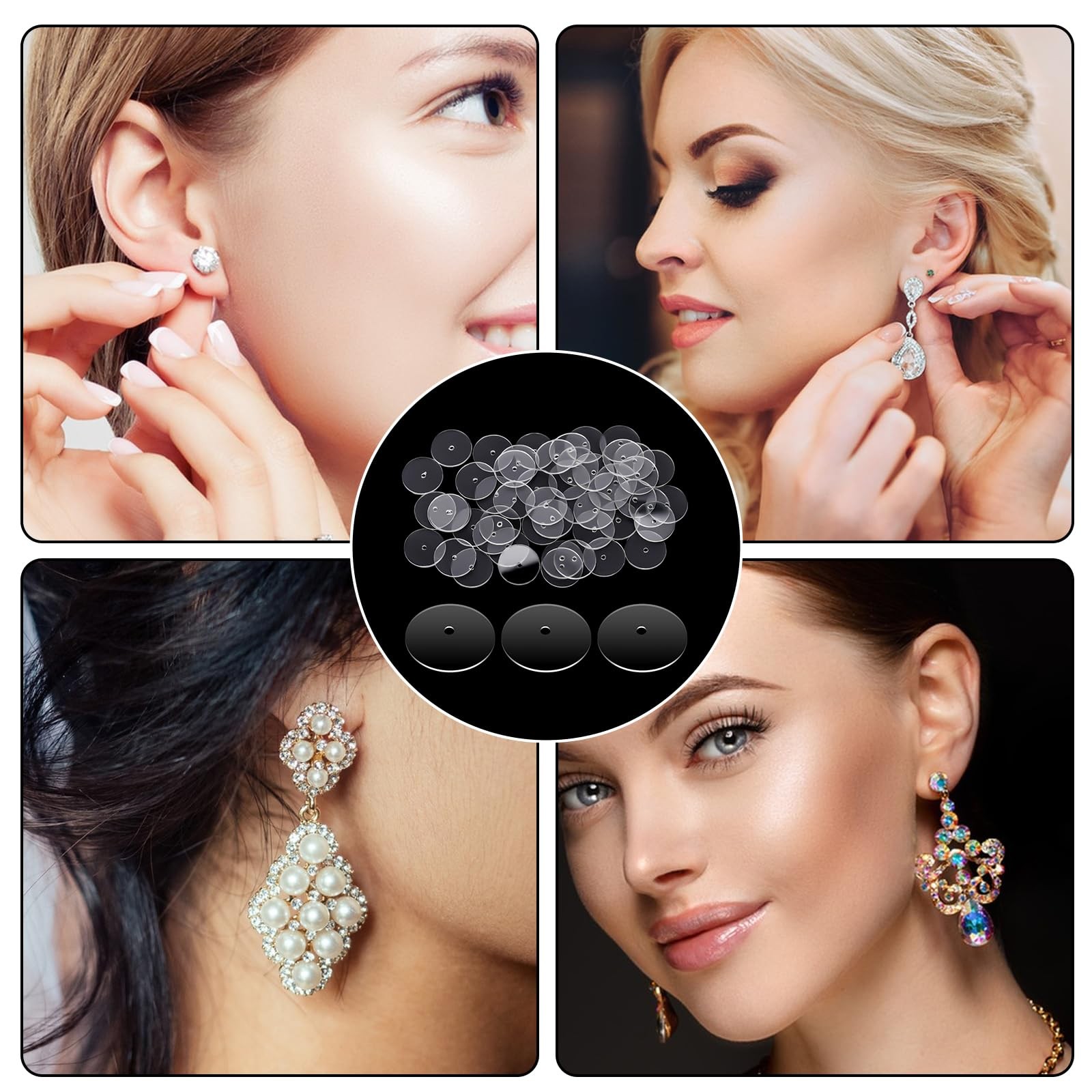 50 Pcs Plastic Earring Discs Stoppers Backing Disc Pads to Stabilize Earrings