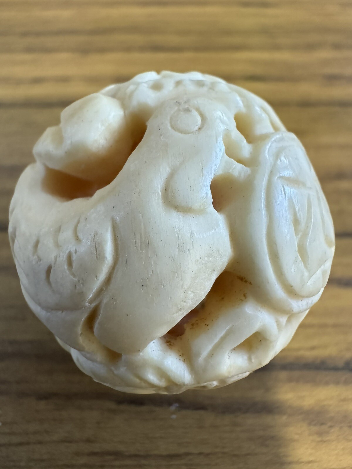 Chinese Zodiac Year of the Rooster Bone Bead | 30mm | Cream | Round |1 Bd |