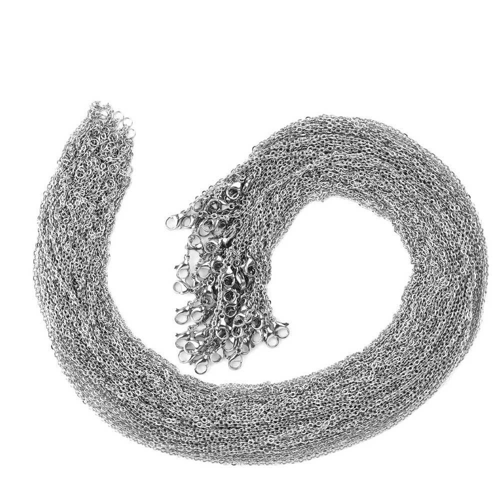 100pcs Wholesale Stainless Steel Silver Tone Necklace for DIY Jewelry Chains