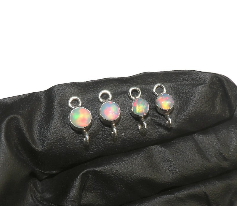 sterling silver fire opal connector for bracelet making jewelry links with opal
