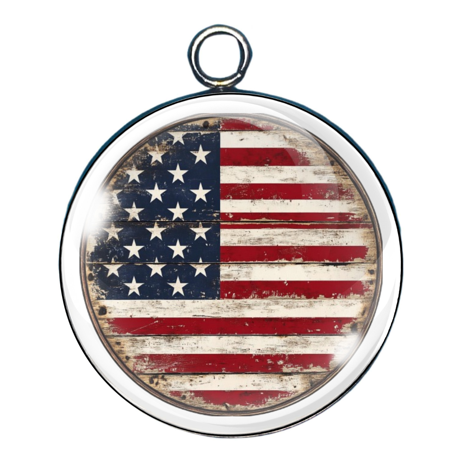Rustic American Flag Glass Cabochon Charms, Vintage Flag Pendants, DIY Charms