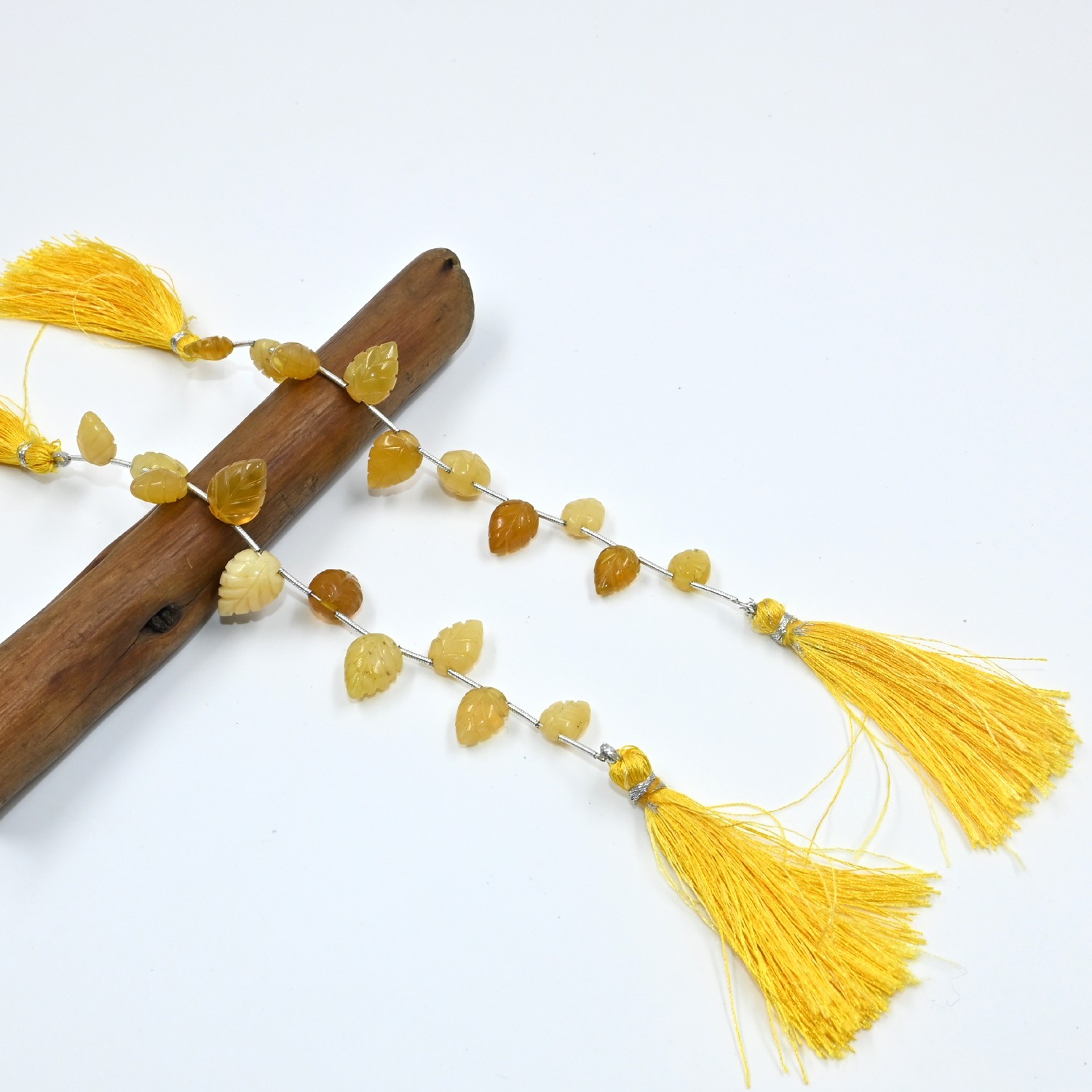 Yellow Opal Pear Carved Beads, Gemstone Hand Carving Beads, 7×11-11×15 mm 5″