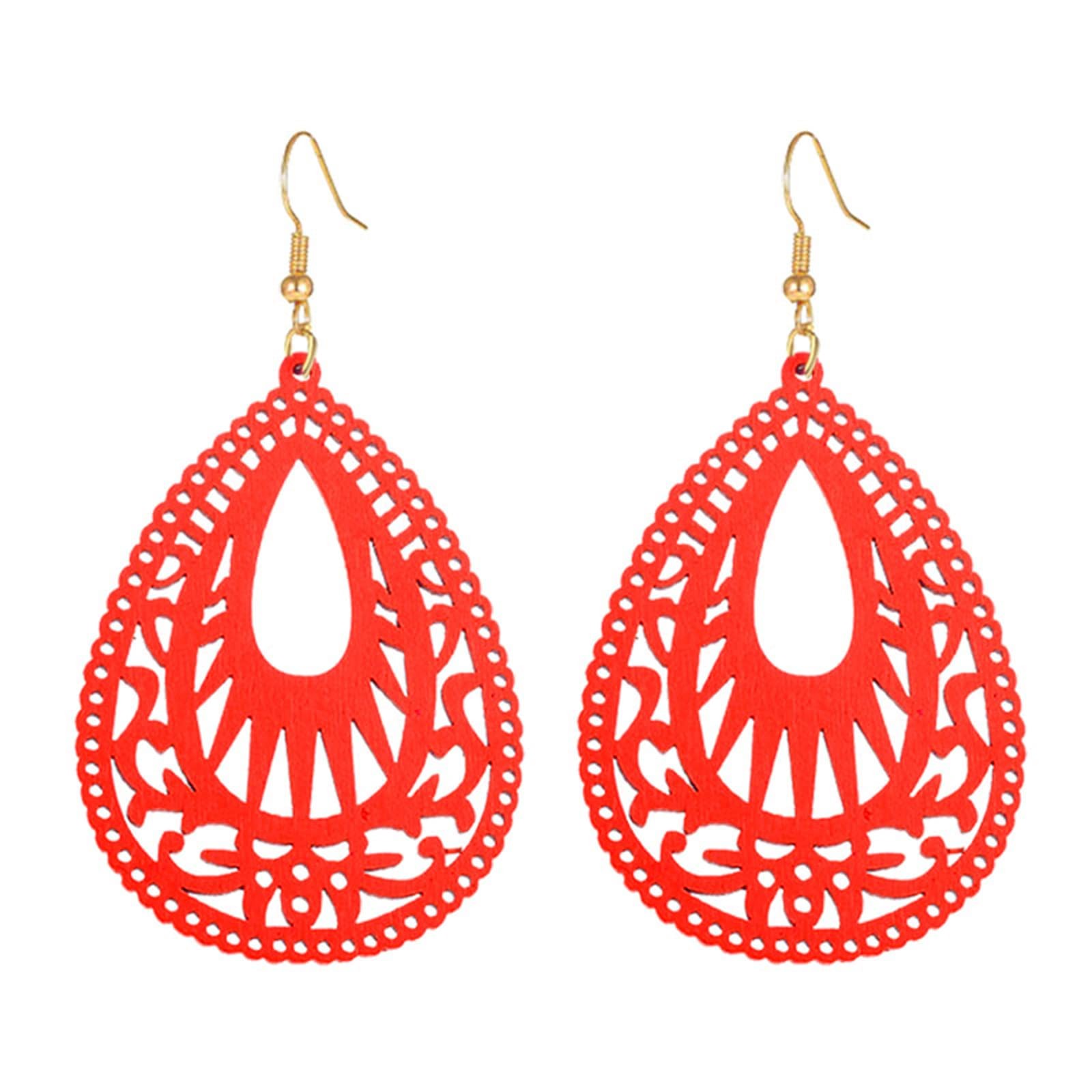 Irregular Wood Earring for Women Unique Vintage Dark Brown Lightweight Natural A