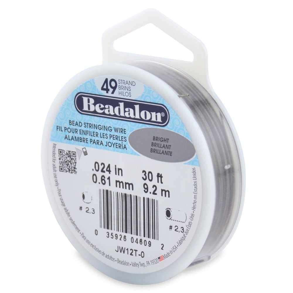 Beadalon Bright Jewelry Wire 30 ft Sterling Silver for Beading Crafts 0.61 mm