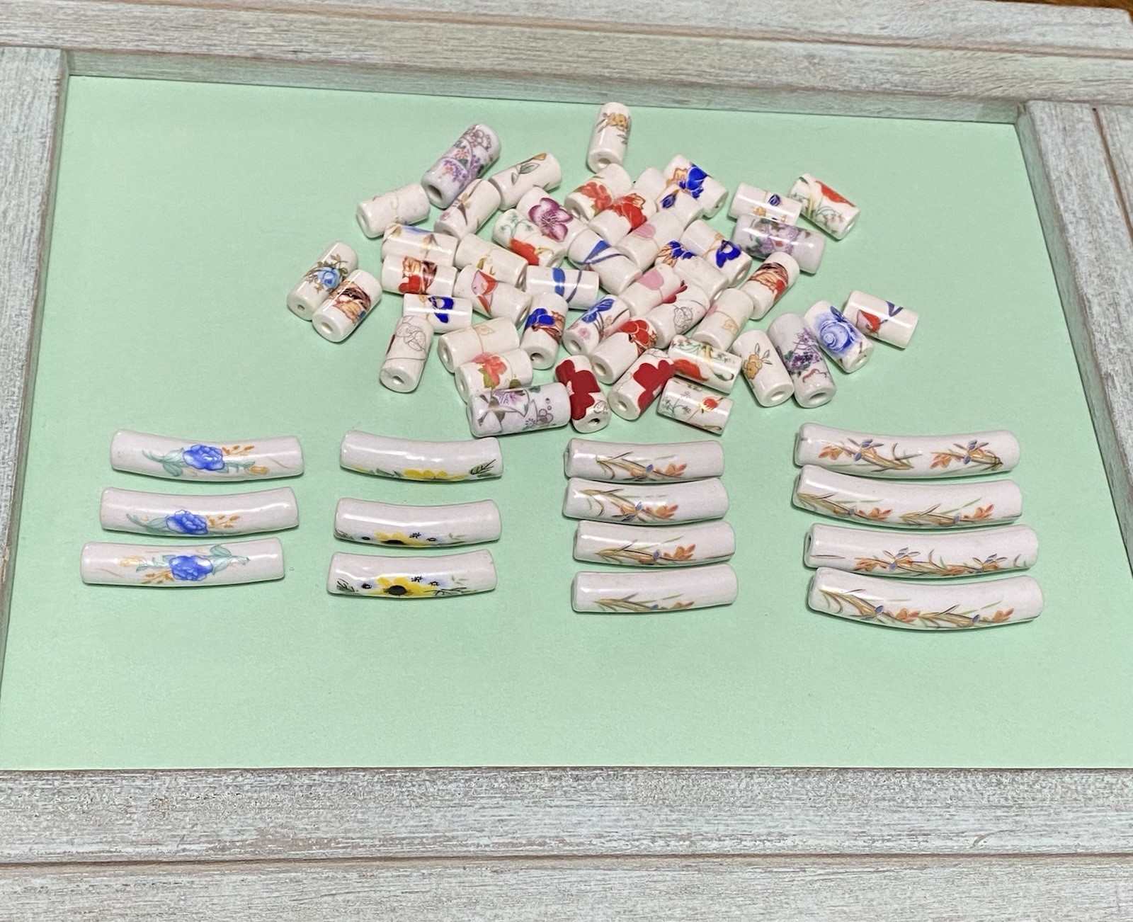 50+ Glazed Ceramic Porcelain Tube Beads Mixed Sizes & Colors Lot-Fire Mountain