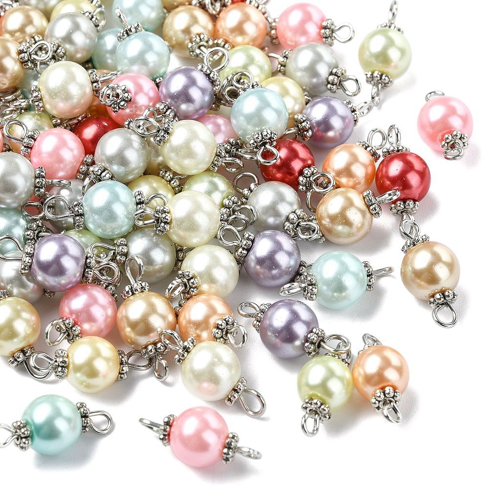 100x Glass Pearl Links Connectors for DIY Bracelets Neckalces Jewelry Making