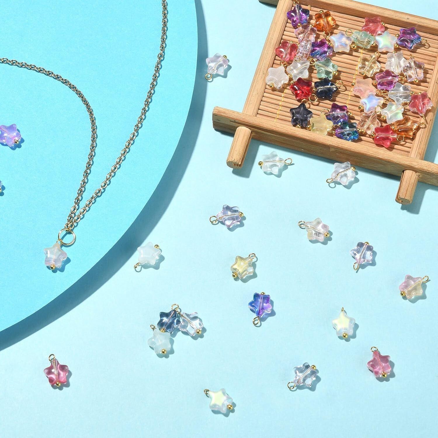 100x Crystal Star Charms Pendants for Jewelry Making Necklace Earrings Accessory