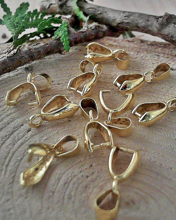 Pinch Bail Gold Silver or Bronze Plated Pendant Clasp 30 SIZES and STYLES!!