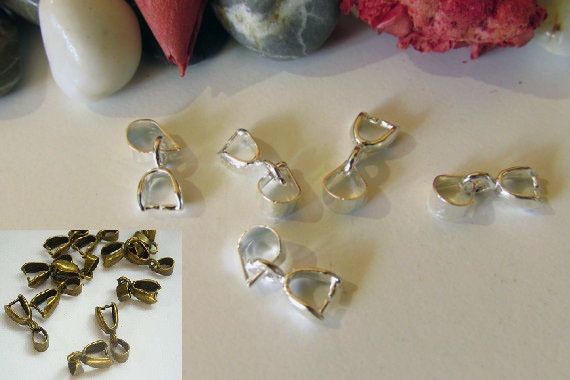 Pinch Bail Gold Silver or Bronze Plated Pendant Clasp 30 SIZES and STYLES!!
