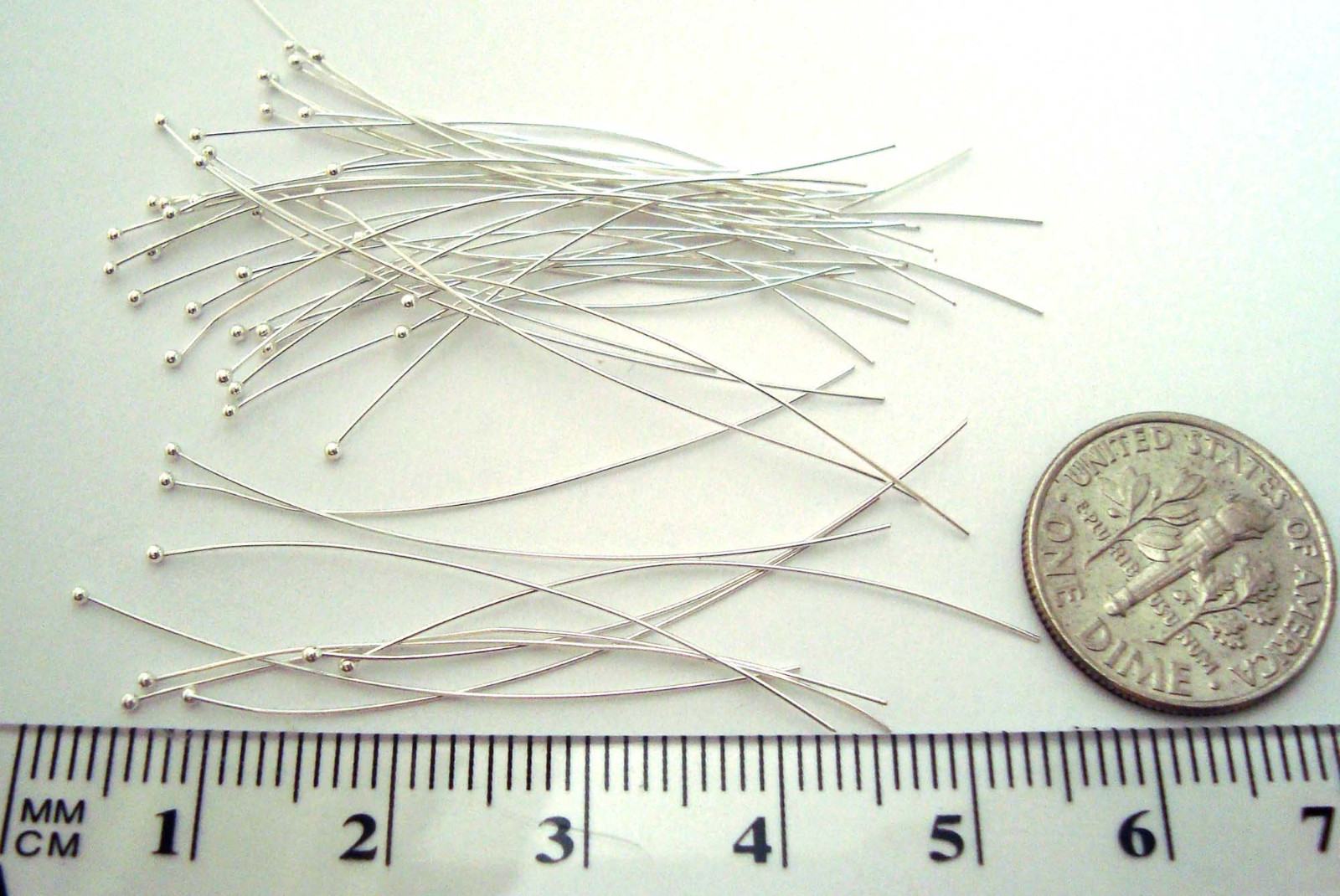 100pcs fine 28 gauge solid 925 Sterling Silver Ball head pin Headpin 1.5″ F11