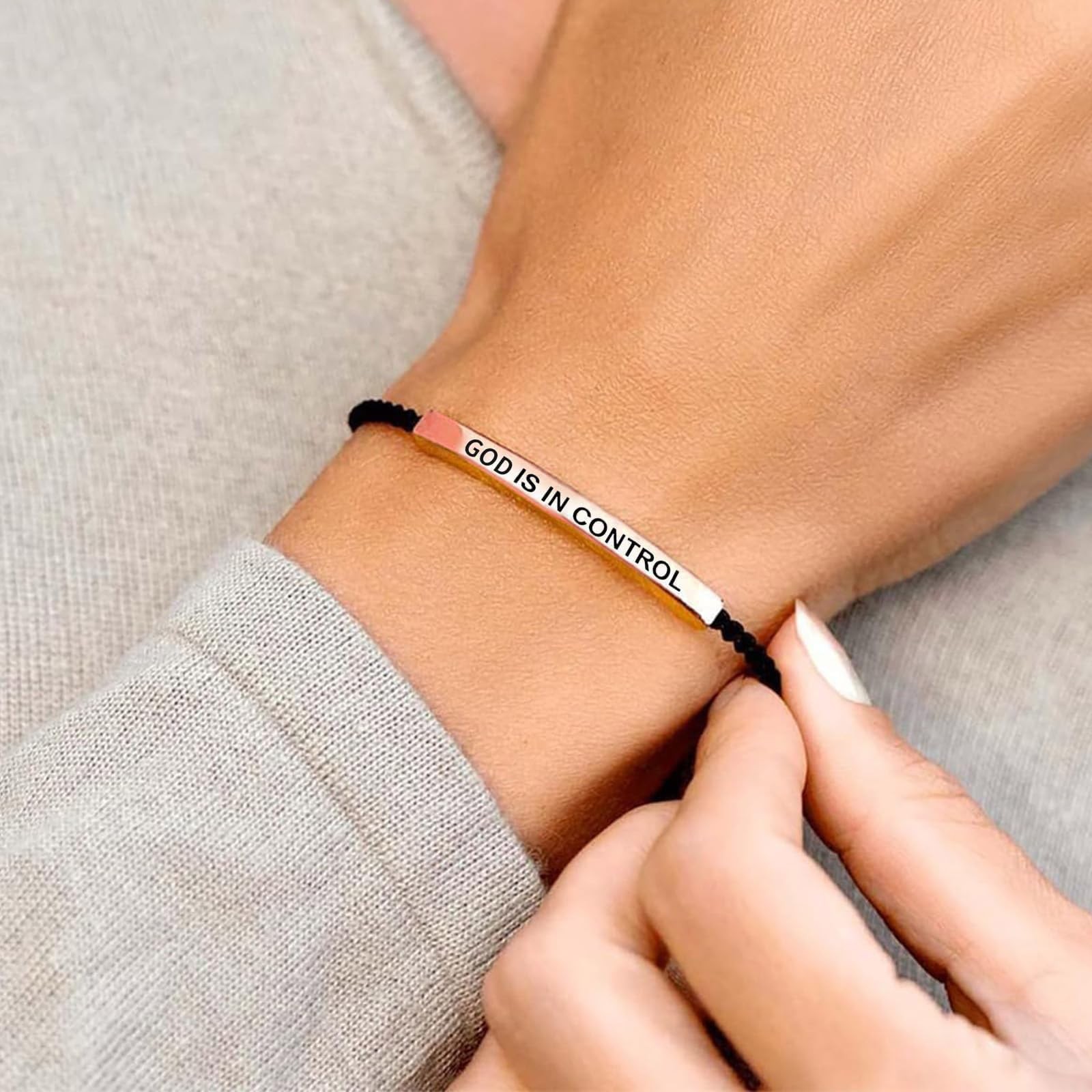 God Is In Control Bracelet for Women Inspirational Adjustable Braided Strin – 04