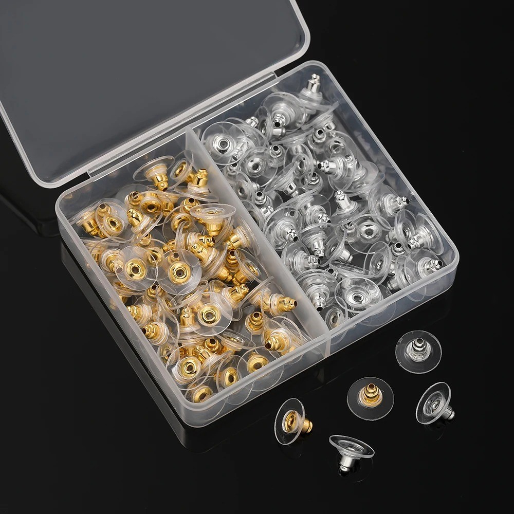 100 Pcs Metal Earring Clutch Jewelry Making Tools Back Stopper Backs with Pad