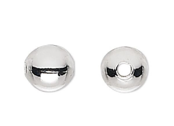 Bead, 100 Silver Plated Brass 5mm Smooth Round Beads with 1.2mm Hole