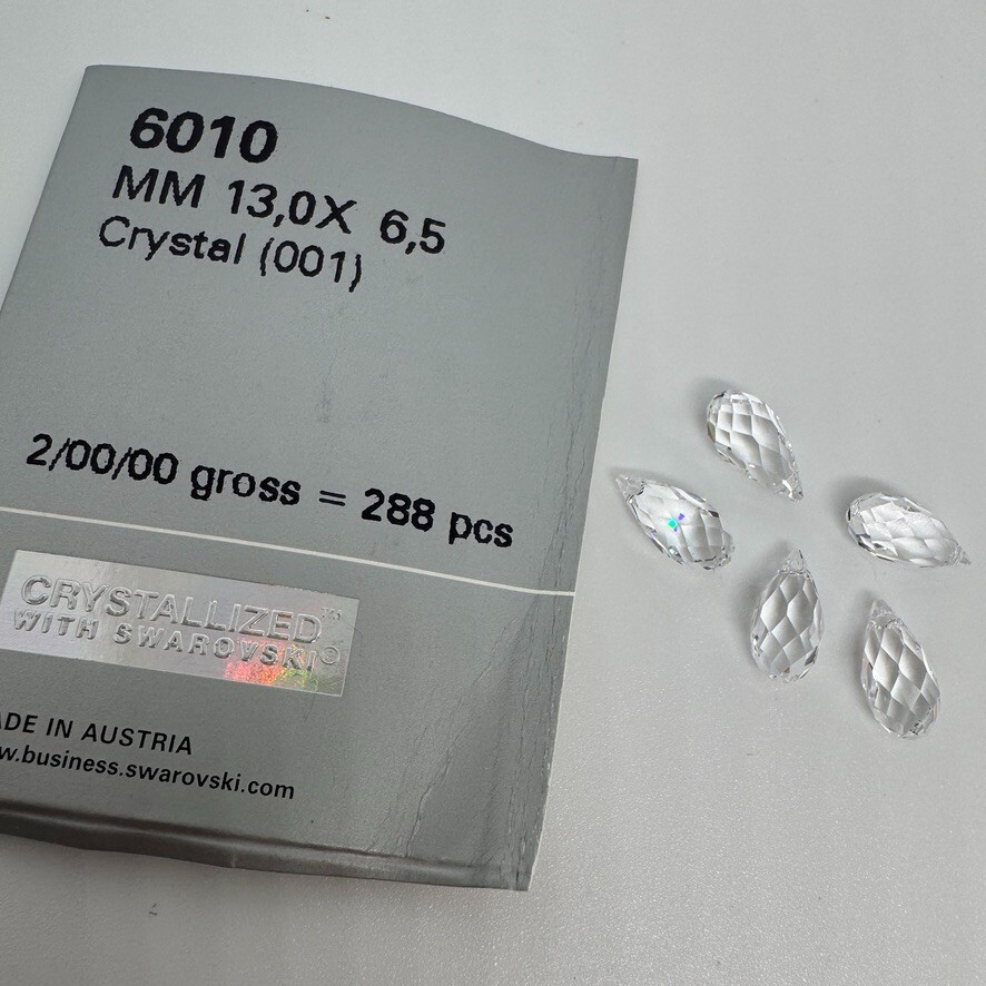 Swarovski 5 Pieces Crystals 6010 13.0 x 6.5 mm Individual Crystals
