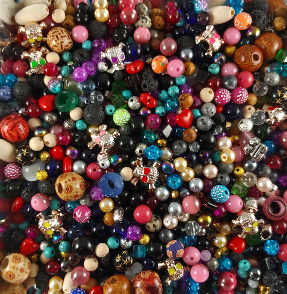 100PC. Mixed Lot 4MM-20MM Glass, Wood, Gemstone, Acrylic Spacer Loose Beads