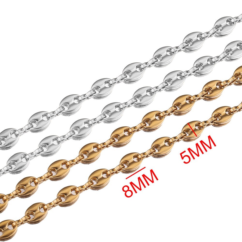 1Foot No Tarnish Stainless Steel Chain 5mm Wide for Handcraft SSF05 Silver/Gold