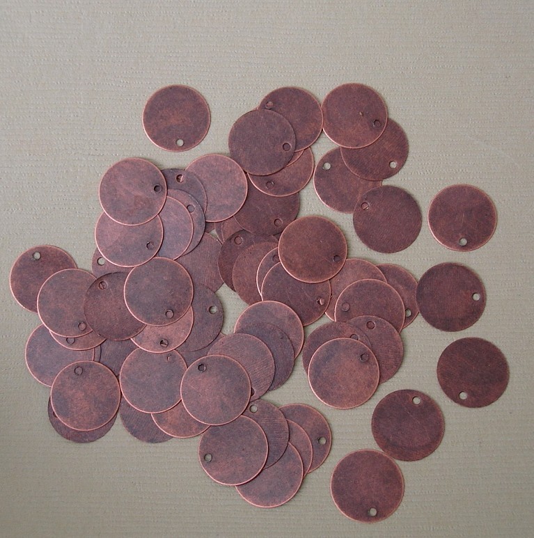 100pcs- Antique Copper Color Flat Round Blank Disc 12mm.