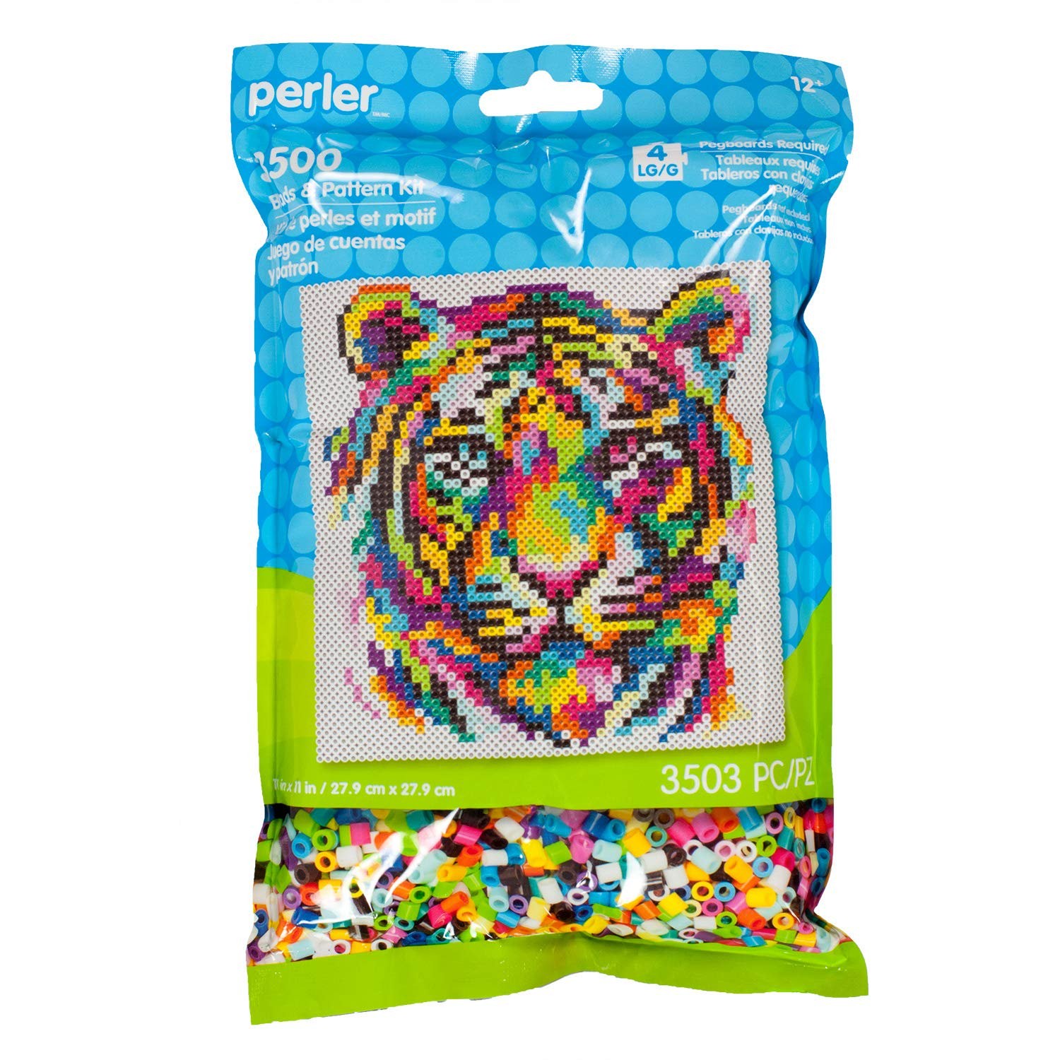 Perler Beads Rainbow Tiger Pattern and Fuse Bead Kit, 11” X 11”, 3503Pc,…
