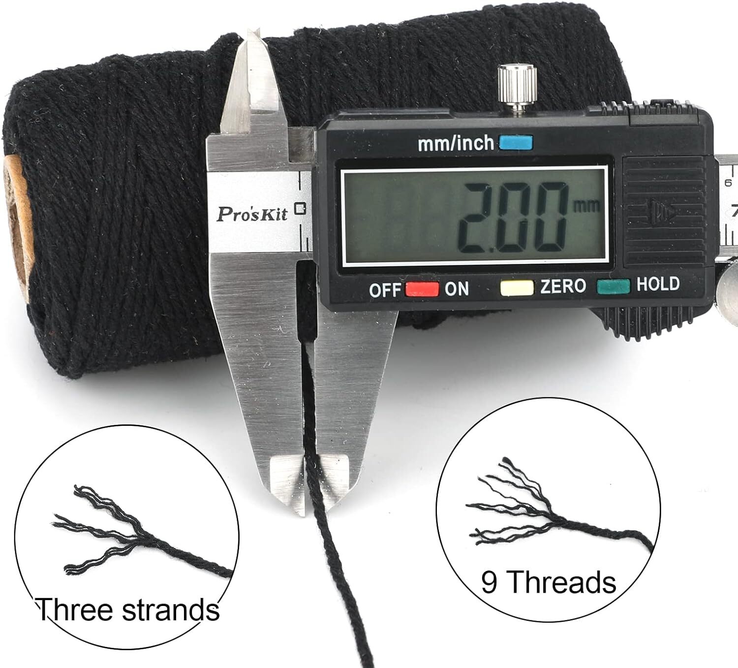 Black Cotton String, 2MM 656 Feet Cotton Bakers Twine, Natural Cotton String for