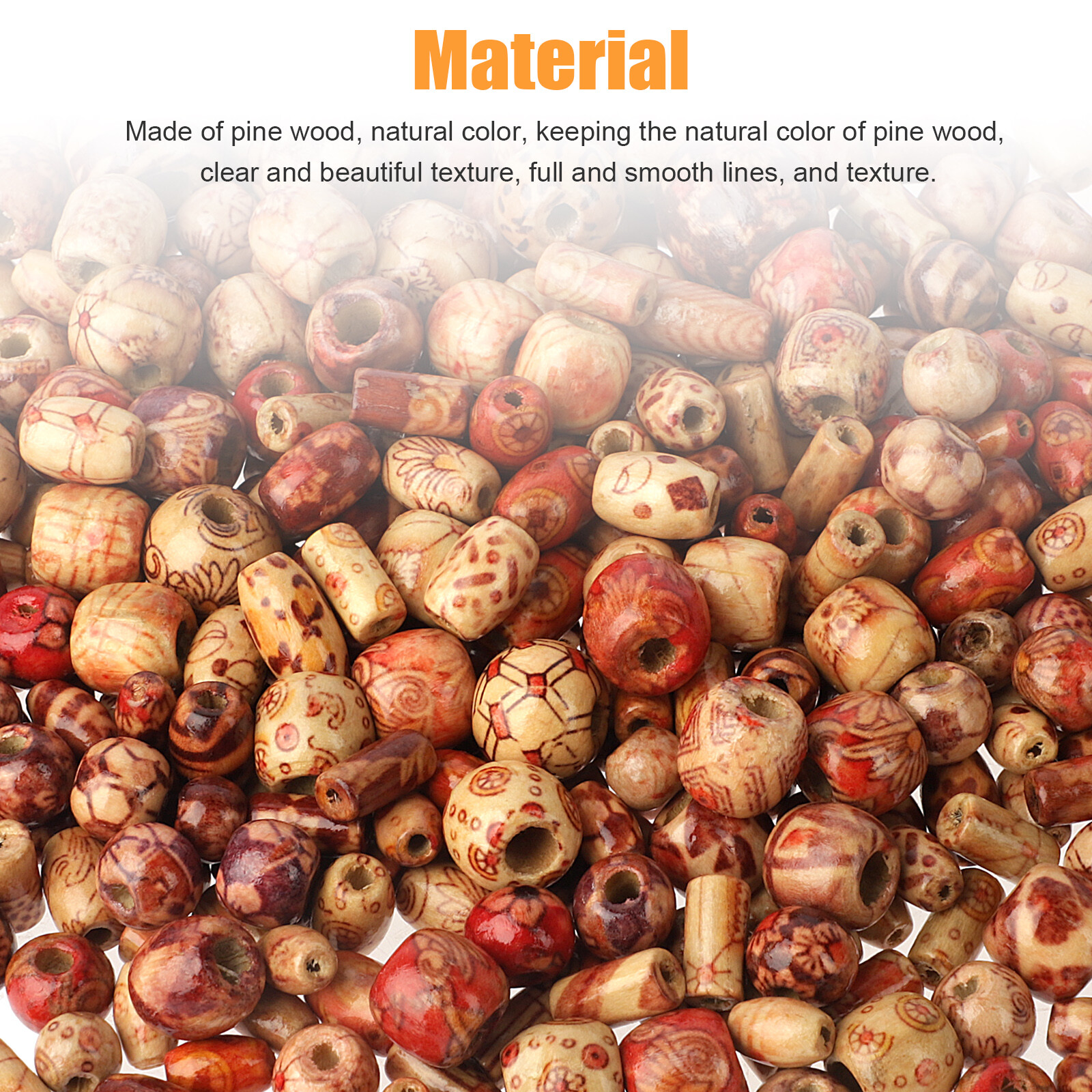 500PCS Wooden Beads Jewelry Making Craft DIY Natural Making Supplies Painted US