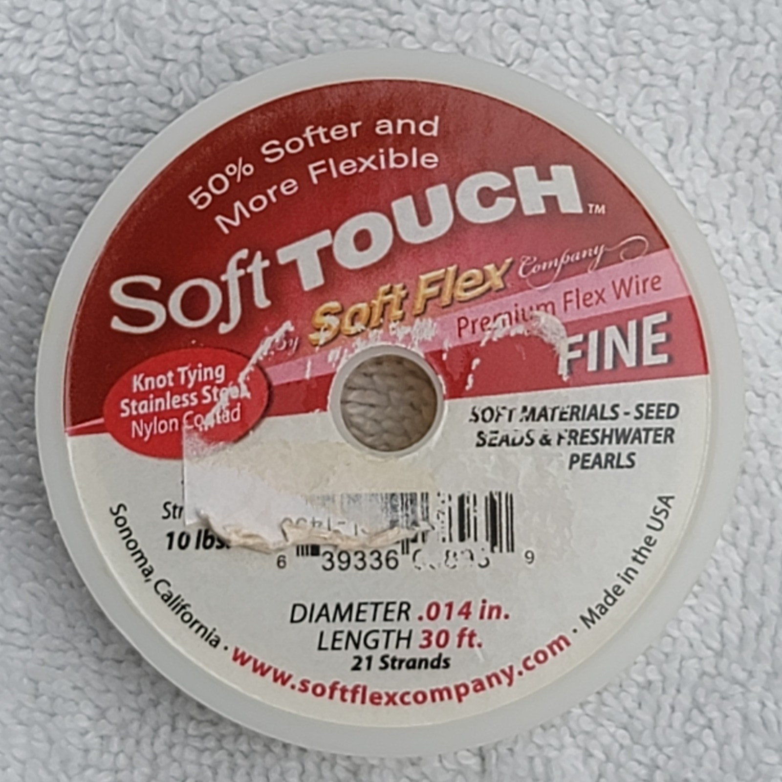 Soft Touch Beading Wire Fine .014 30 ft Spool Satin Silver 21 Strand Soft Flex
