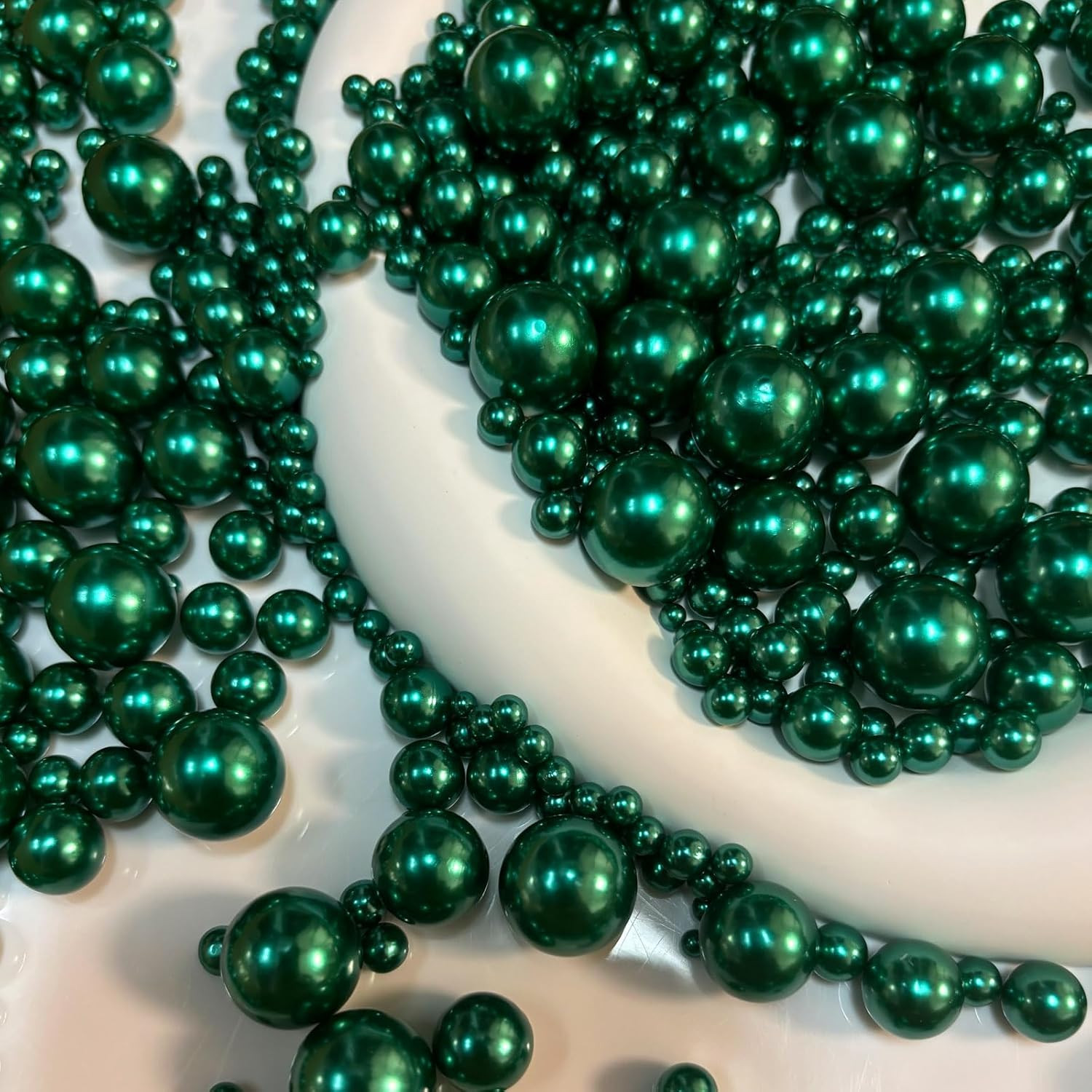 1050PCS Assorted Pearls No Holes, 3-14Mm Darkgreen Pearl Beads, Loose Pearl with