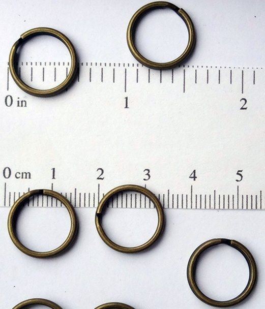 25 Key Rings 15mm Approx 5/8″ Split Ring ANTIQUE BRASS Finish Steel Findings