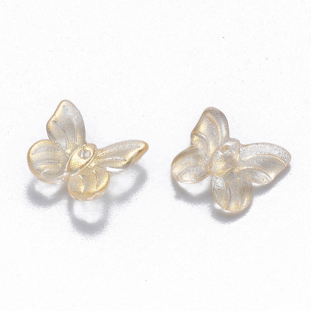 100pcs Transparent Butterfly Pendant Glass Charm Bead Glitter Powder for Jewelry
