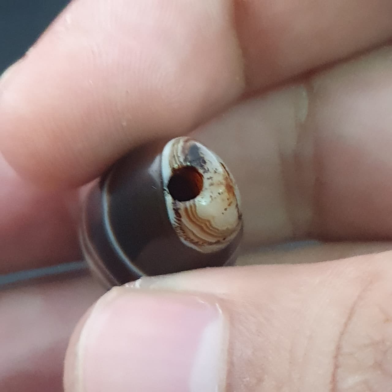 Antique Middle Eastern Natural Eye Agate Bead Amulet 31mm | Protective Talisman