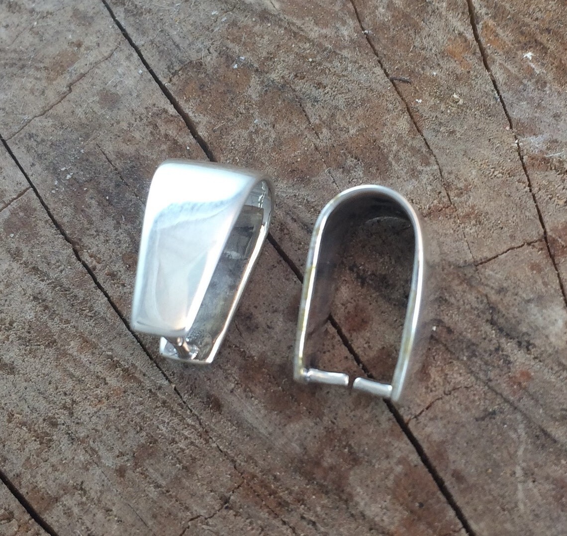 Sterling Silver Pinch Bail 8mm x 14mm .925 Highly Polished Finding